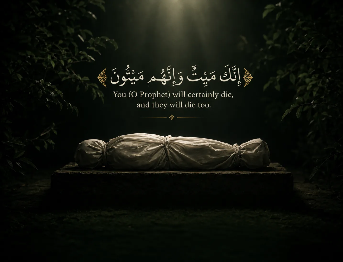 A shrouded figure at rest, a reminder of mortality
